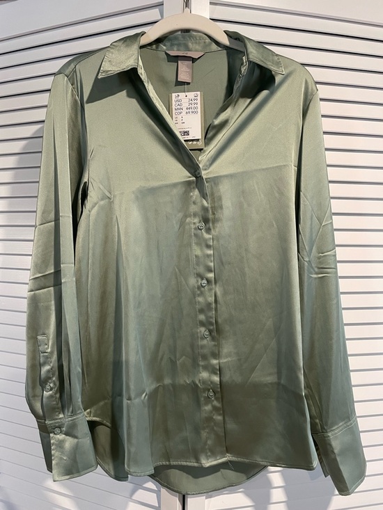H&M Tops - H&M Silky Sage Green Blouse